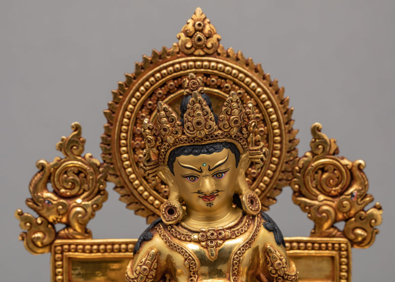 Dzambhala With Throne | Gold Plated Art | Jambala Statue