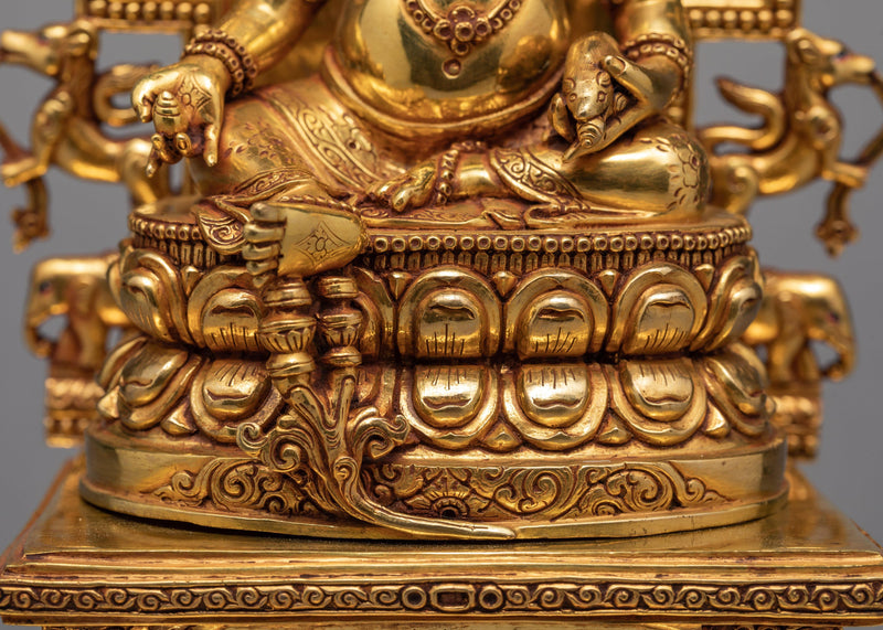 Dzambhala With Throne | Gold Plated Art | Jambala Statue