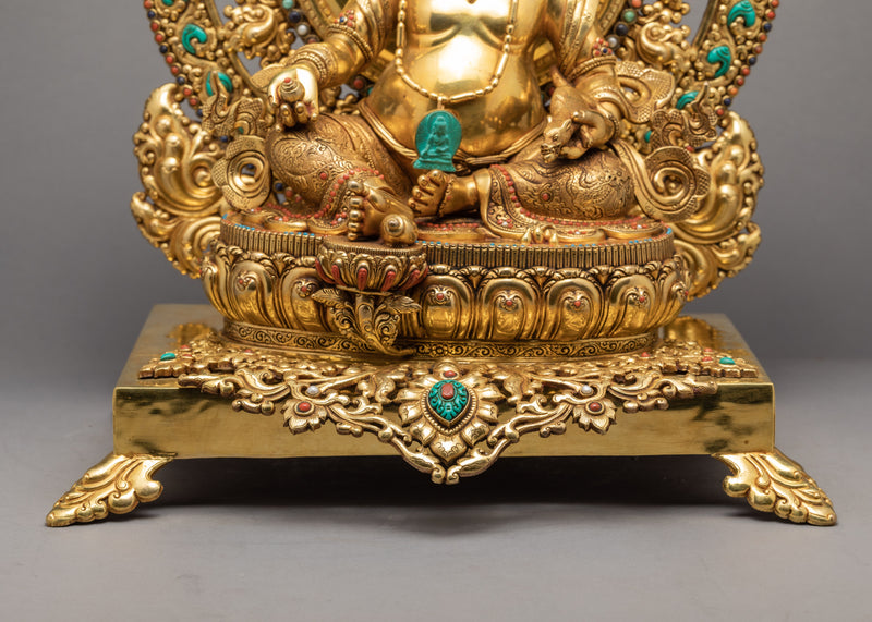 Jambala In Throne | 24K Gold Plated Dzambhala Statue