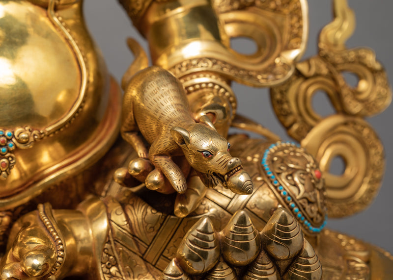 The Wealth Deity of Tibetan Buddhism, Dzambhala Gold Statue