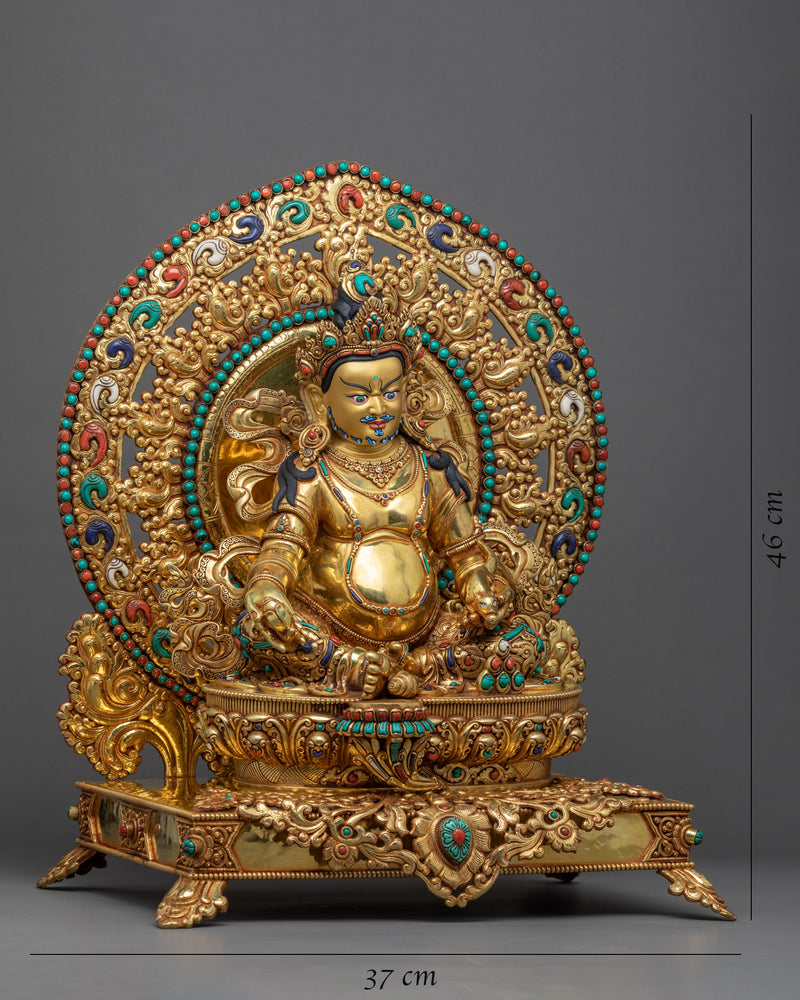 Dzambhala on Throne Sculpture | Rare Buddhist Wealth Deity