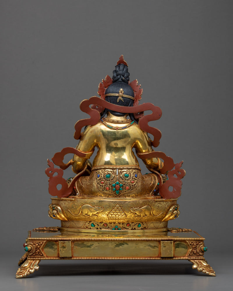 Dzambhala on Throne Sculpture | Rare Buddhist Wealth Deity