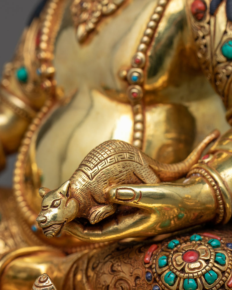 Dzambhala Copper Statue | Tibetan Hand-Carved Wealth Deity