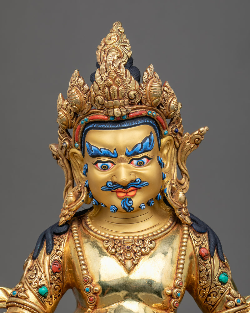 Dzambhala Copper Statue | Tibetan Hand-Carved Wealth Deity