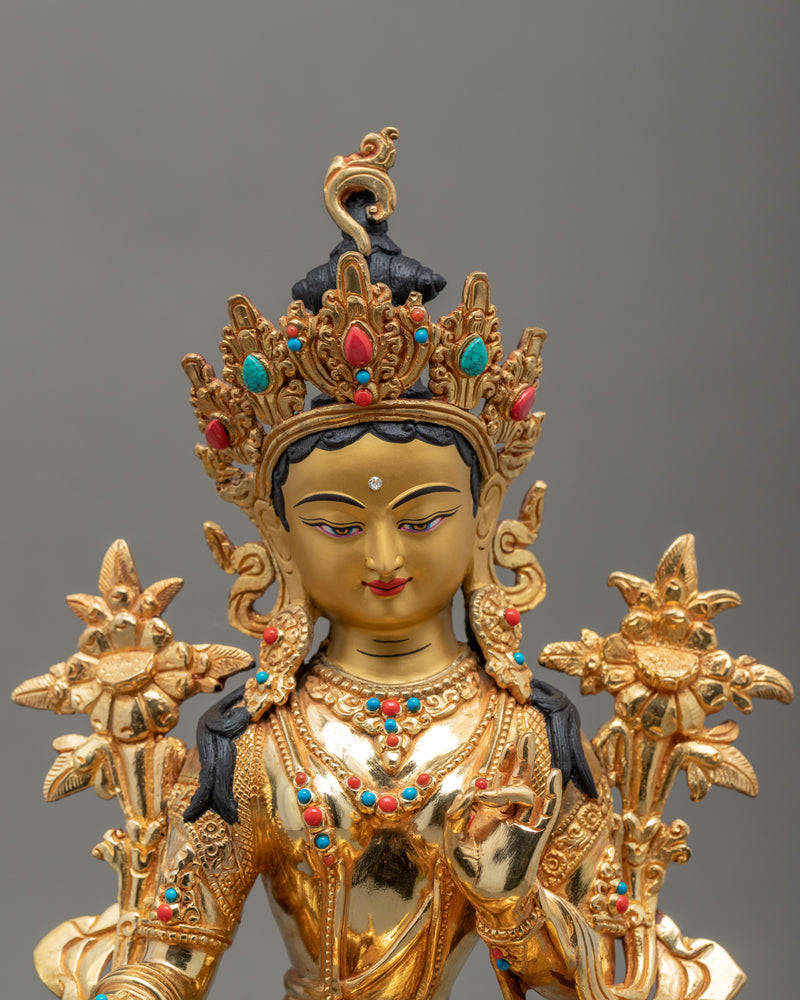 Green Tara Buddhist Statue | Himalayan Art of Compassionate Deity