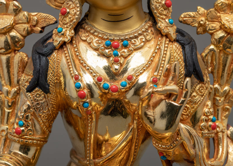 Green Tara Buddhist Statue | Himalayan Art of Compassionate Deity