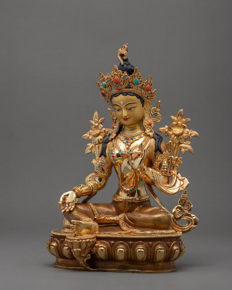 Green Tara Buddhist Statue | Himalayan Art of Compassionate Deity