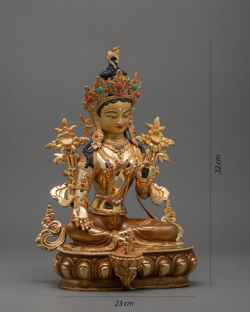 Green Tara Buddhist Statue | Himalayan Art of Compassionate Deity