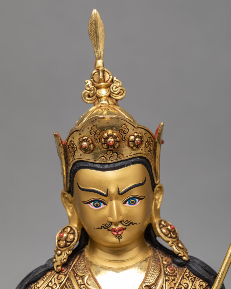 Hand-Carved Statue | Guru Rinpoche with Trisong Detsen and Santaraksita