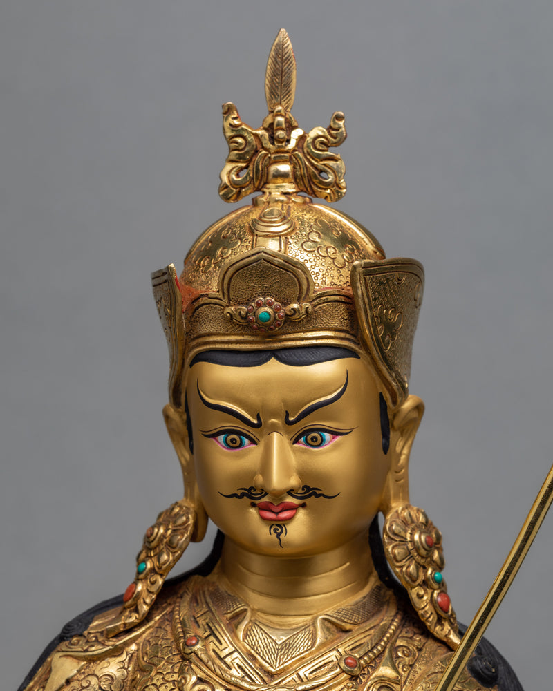 Padmasambhava Buddha Statue |  Guru Rinpoche Sculpture Glided With 24K Gold | Lotus Born Master