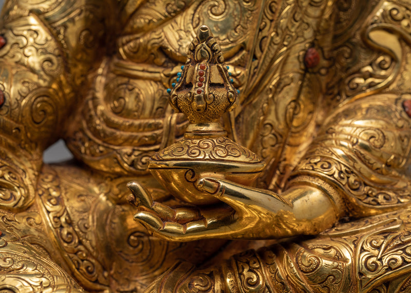 Padmasambhava Buddha Statue |  Guru Rinpoche Sculpture Glided With 24K Gold | Lotus Born Master