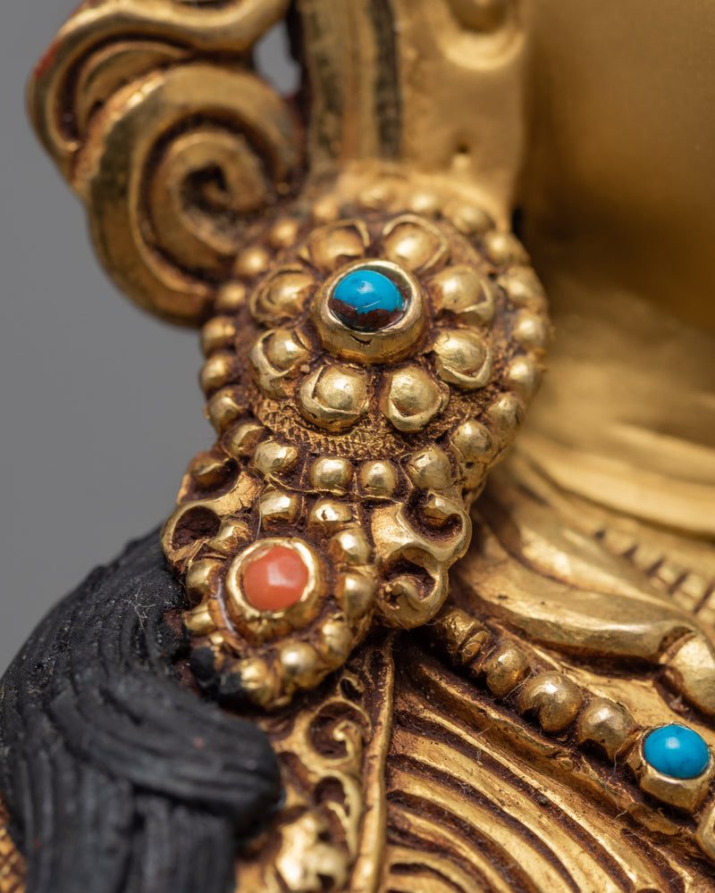 Guru Rinpoche Statue | Himalayan Statue Glided With Pure 24K Gold | Handmade