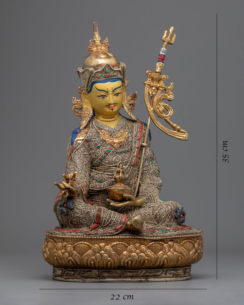 Gold Gilded Statue For Padmasambhava Tantra | Traditionally Hand-sculpted Sculpture