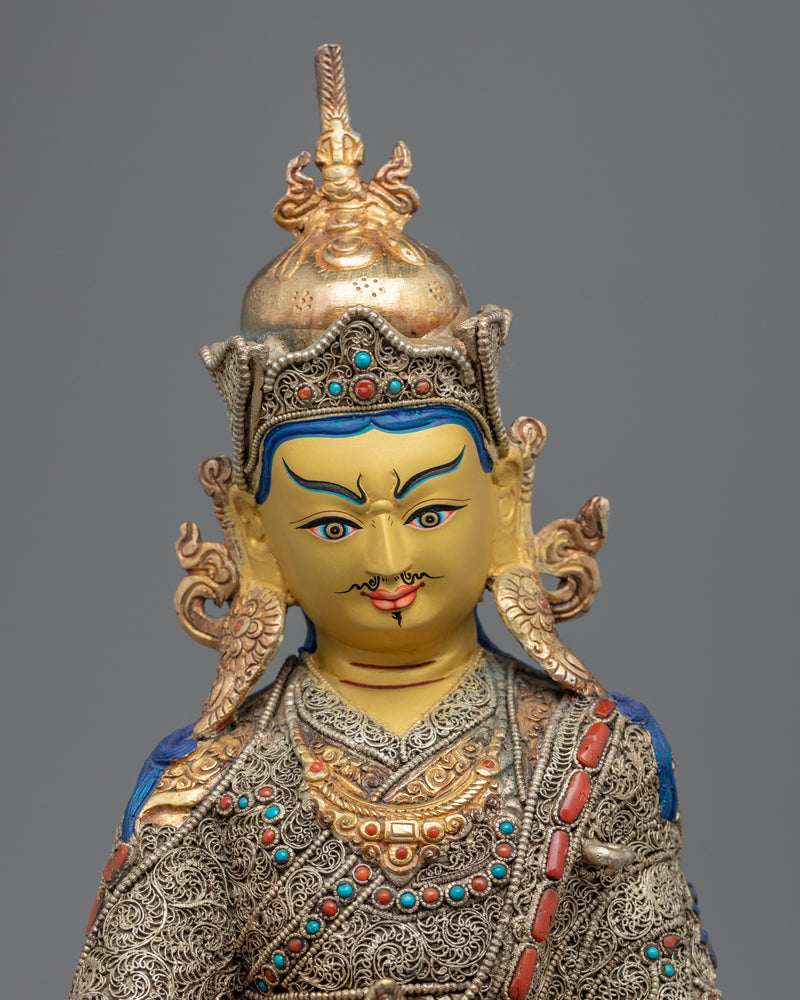 Gold Gilded Statue For Padmasambhava Tantra | Traditionally Hand-sculpted Sculpture