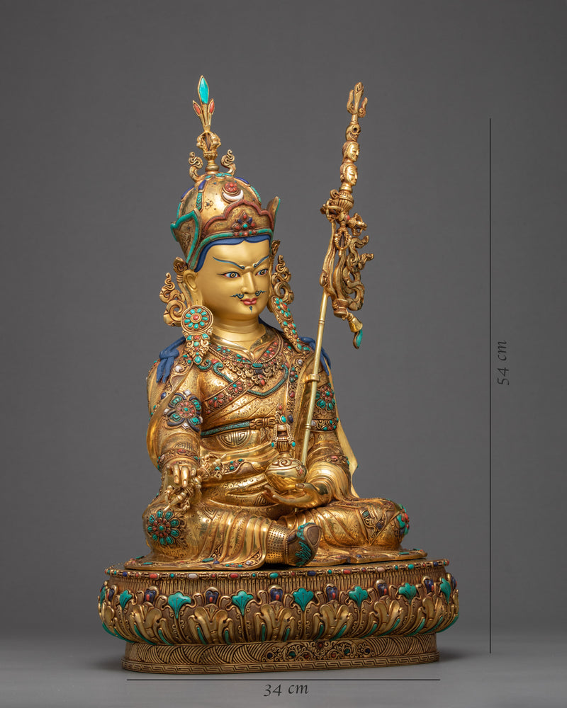 Rare Guru Rinpoche Statue | Traditionally Gold Plated With Gold