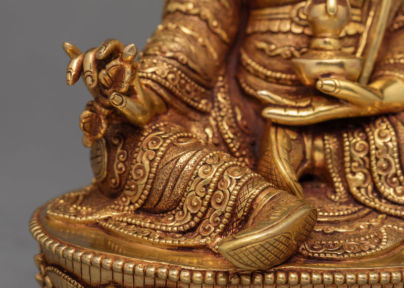 Guru Padmasambhava | The Lotus Born Gold Statue | Tibetan Buddhist Sculpture