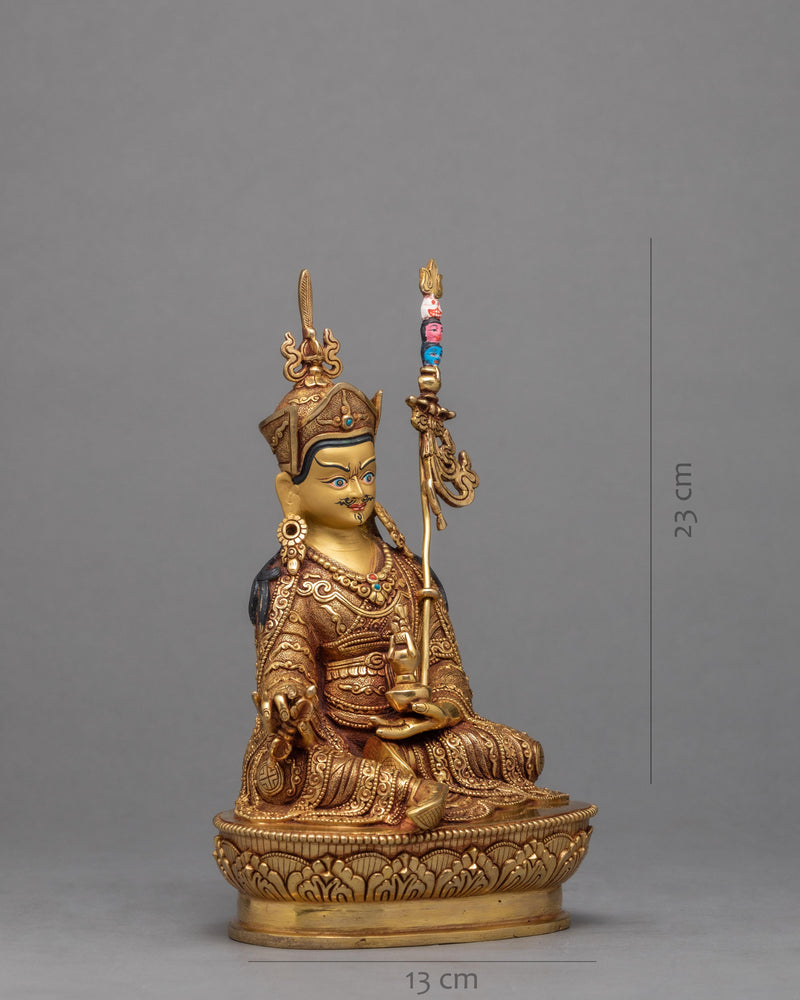 Guru Padmasambhava | The Lotus Born Gold Statue | Tibetan Buddhist Sculpture