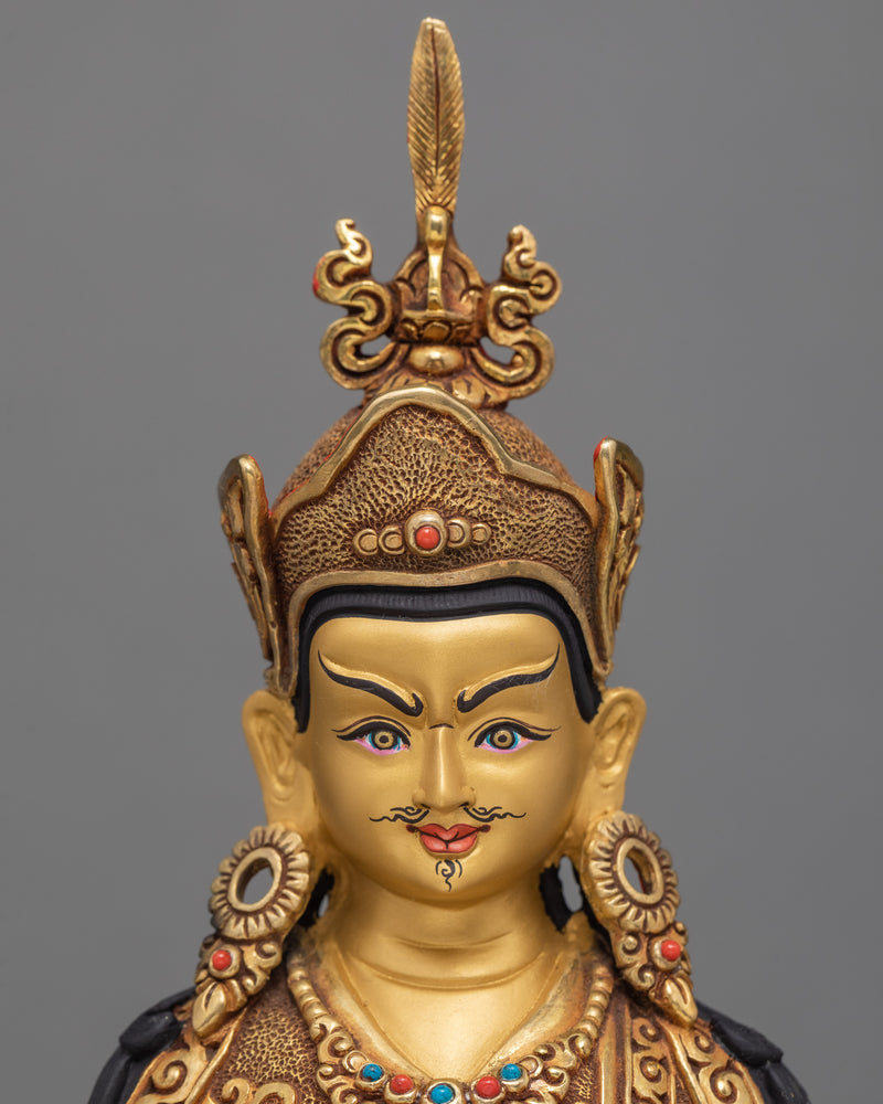 Guru Rinpoche , 24K Gold Plated Statue , Guru padmasambhava