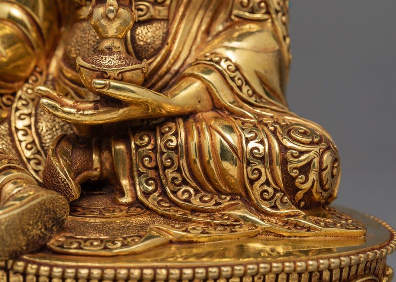 Guru Rinpoche , 24K Gold Plated Statue , Guru padmasambhava