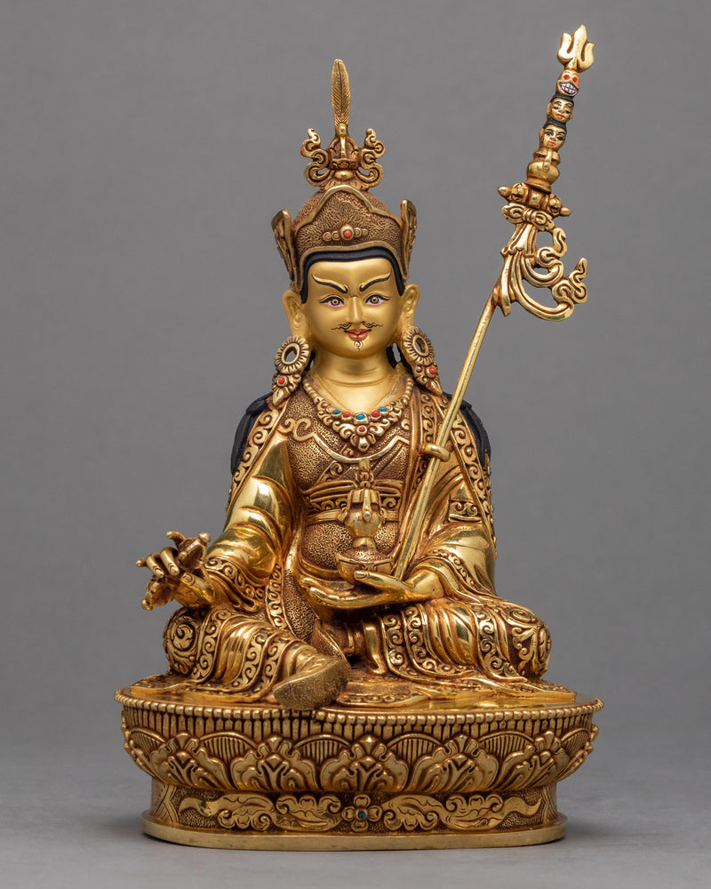 Guru Rinpoche , 24K Gold Plated Statue , Guru padmasambhava