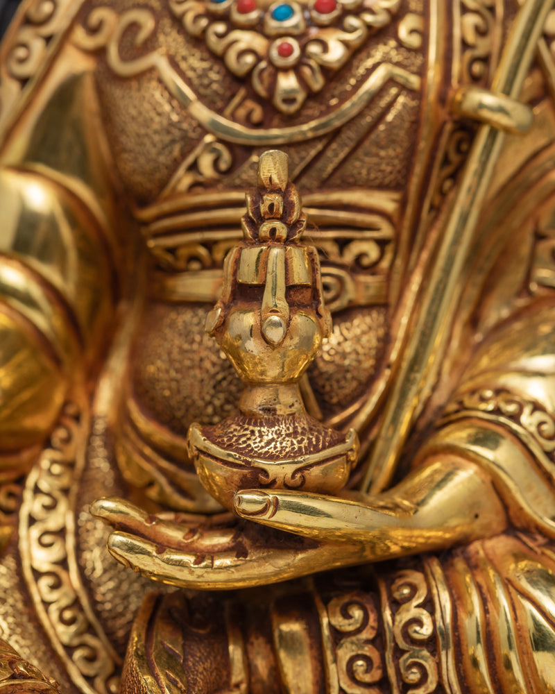 Guru Rinpoche , 24K Gold Plated Statue , Guru padmasambhava