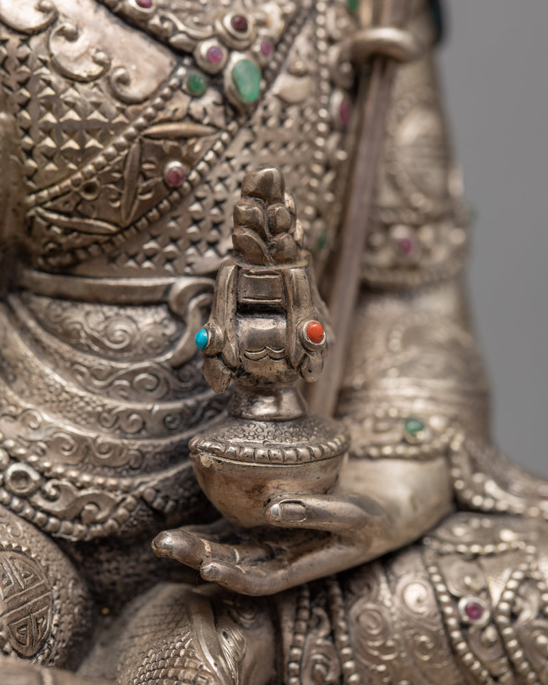 Guru Padmasambhava in Silver Body | Silver Statue | Guru Rinpoche