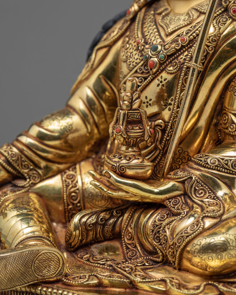 Guru Rinpoche Statue | Pure Gold Plated Padmasambhava Sculpture