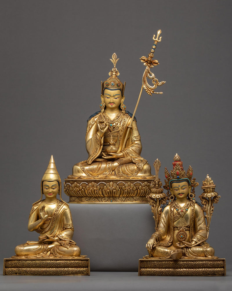 Guru Rinpoche, Trisong Detsen, Santaraksita Statue