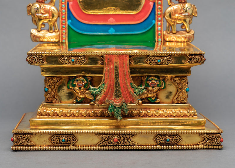 Green Tara On A Throne | 24k Gold Gilded Tara Statue