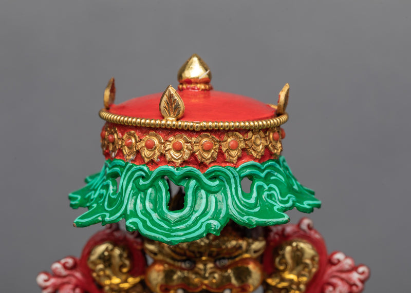 Green Tara On A Throne | 24k Gold Gilded Tara Statue