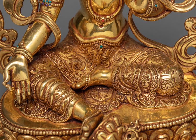 The Green Tara Statue | Small Hand Carved Buddhist Deity