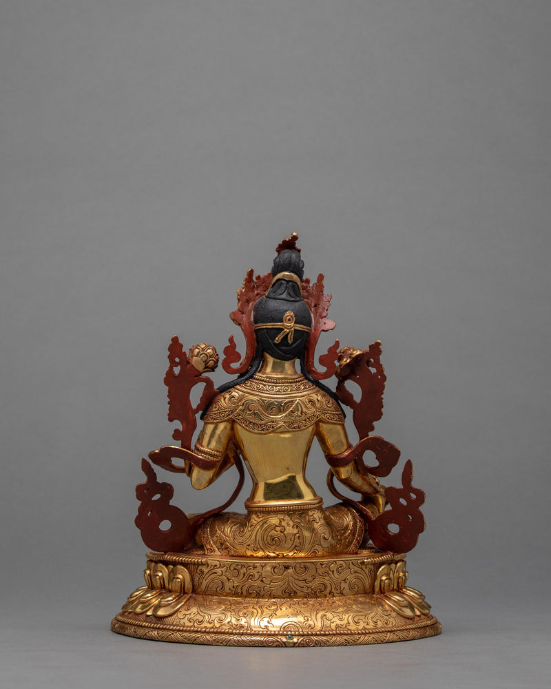 The Green Tara Statue | Small Hand Carved Buddhist Deity