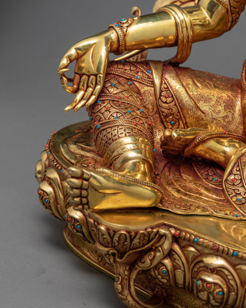 Green Tara Statue | 24k Gold Glided Tara | Himalayan Buddhist Art