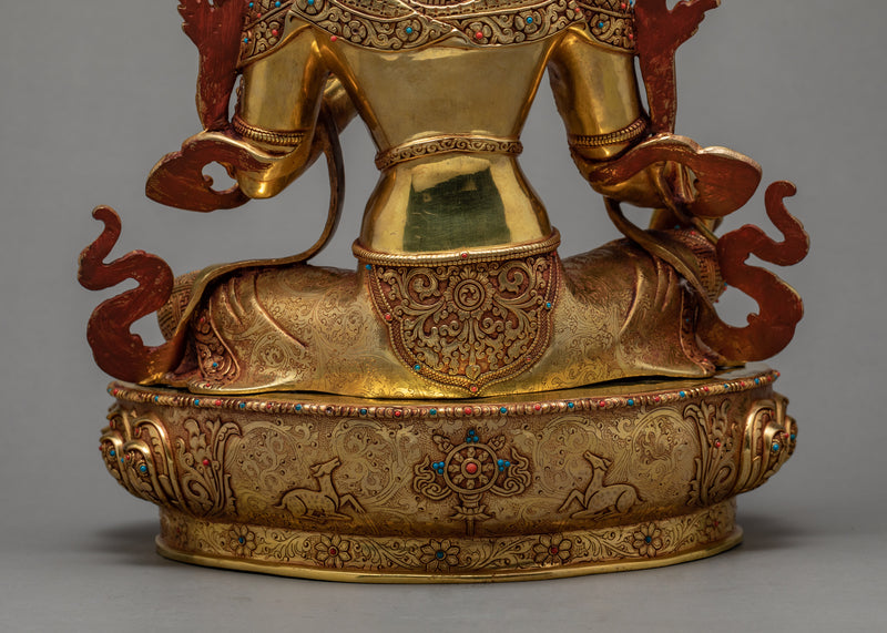 Green Tara Statue | 24k Gold Glided Tara | Himalayan Buddhist Art