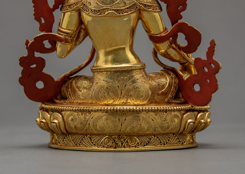 Green Tara Statue | Buddhist Compassion Goddess | 24k Gold Gilded