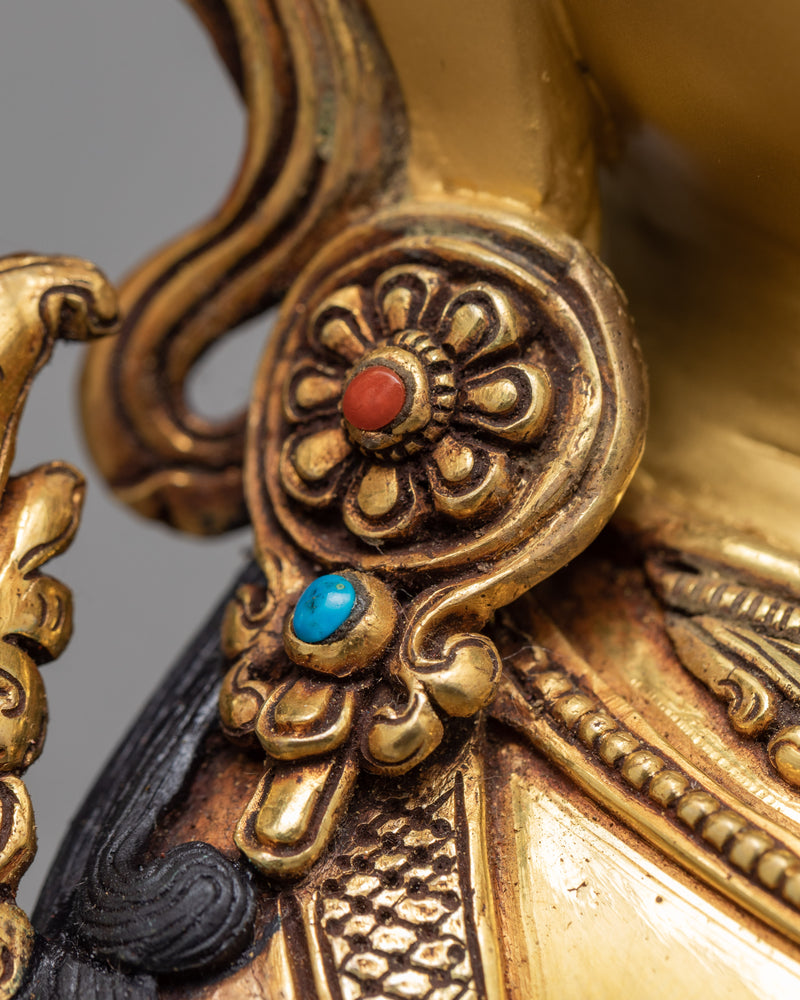 Tibetan Green Tara Statue | Himalayan Statue Glided in 24K Gold