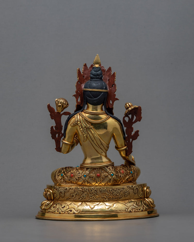 Green Tara Statue | Handmade Bodhisattva Statue With 24K Gold