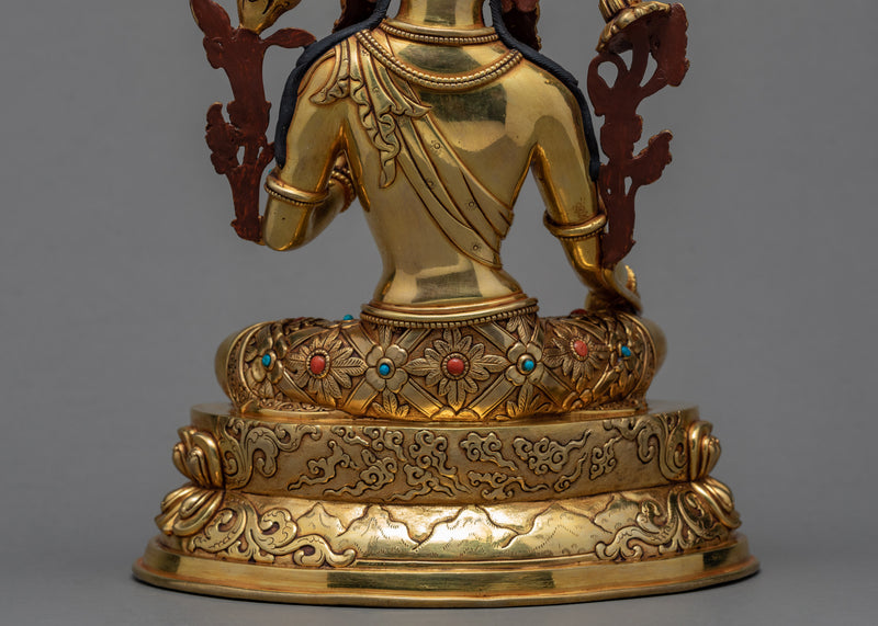 Green Tara Statue | Handmade Bodhisattva Statue With 24K Gold