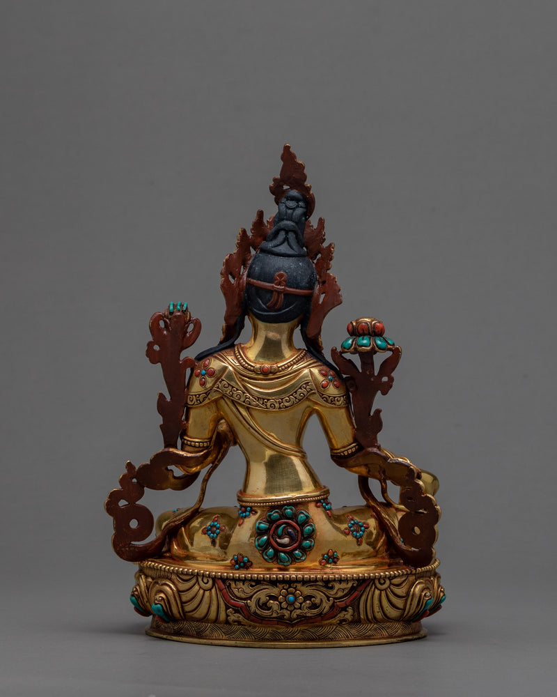 Green Tara Statue | Buddhist Deity |  24k Gold Gilded Tara Statue