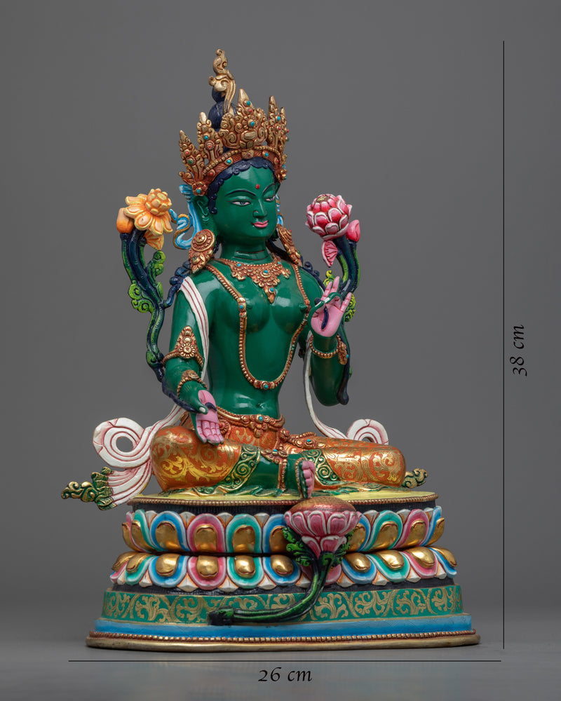 Goddess Green Tara Statue | Tibetan Spiritual Sculpture For Mindfulness