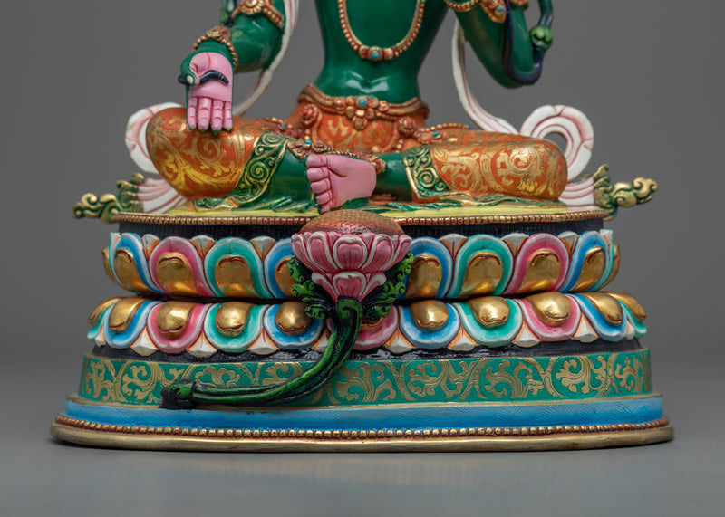 Goddess Green Tara Statue | Tibetan Spiritual Sculpture For Mindfulness