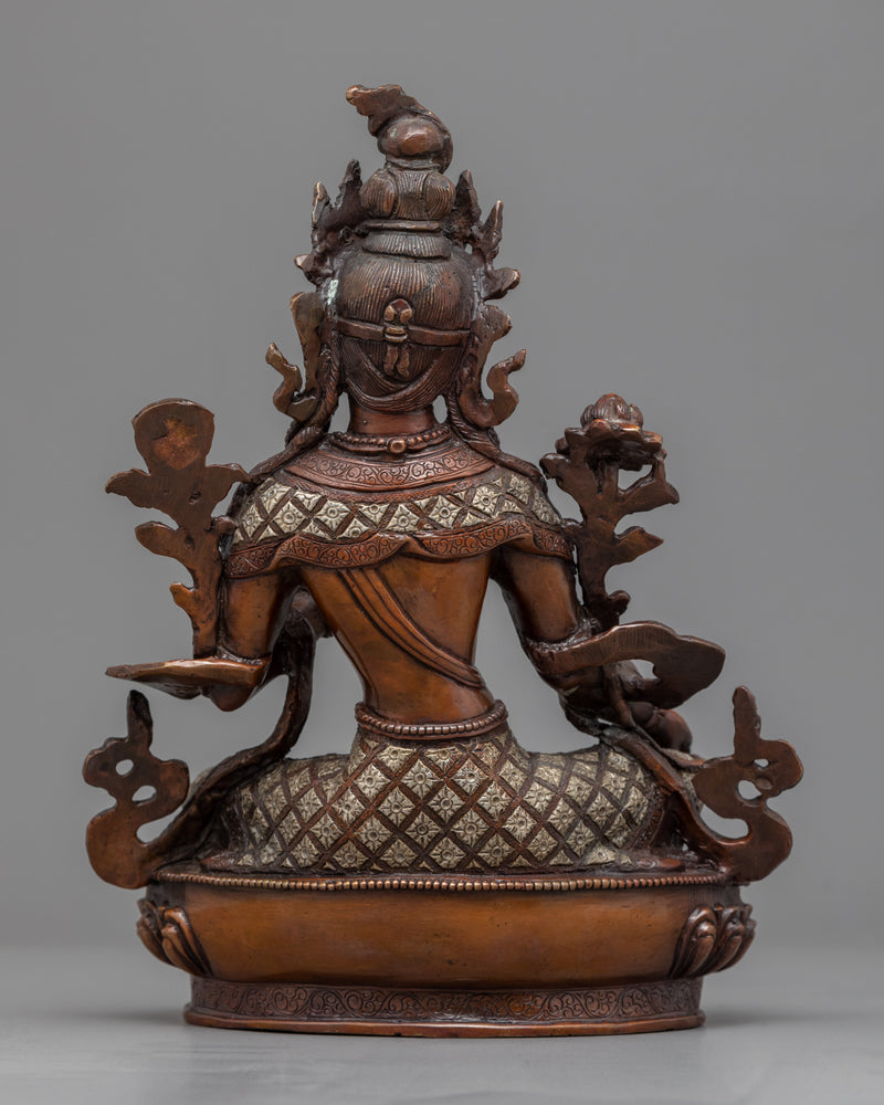 Copper Statue To Practice Mother Tara Mantra | Traditional Himalayan Green Tara Sculpture