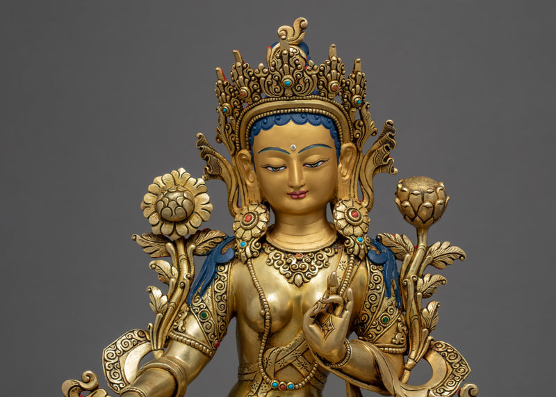 Seated Green Tara Statue | Bodhisattva