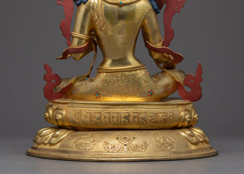 Green Tara Gold Plated Sculpture | Handmade Buddhist Artwork