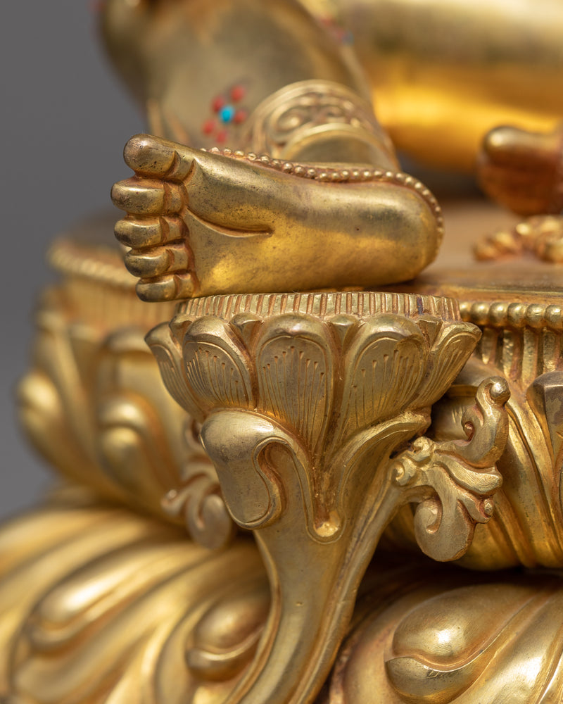 Green Tara Gold Plated Sculpture | Handmade Buddhist Artwork