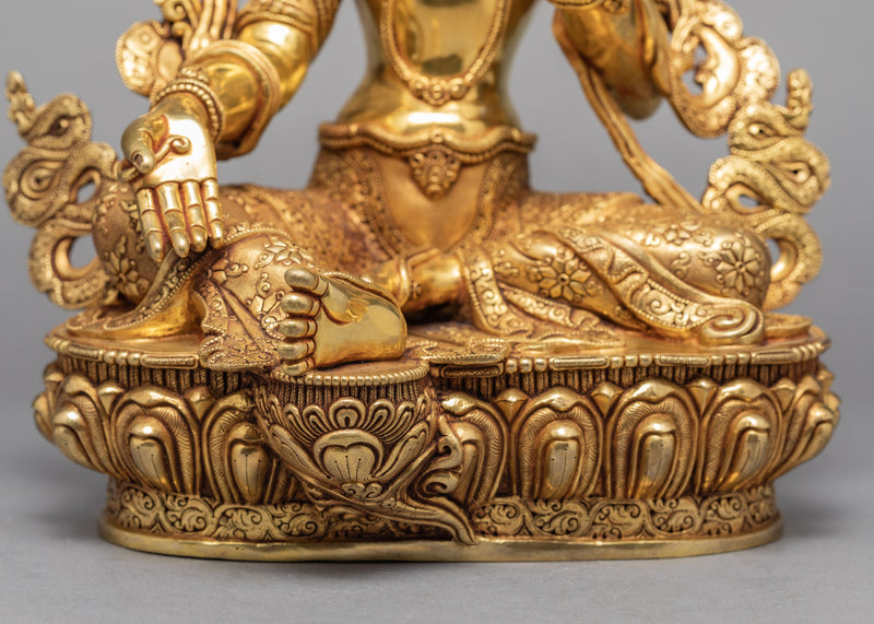 Green Tara | Himalayan Buddhist Art | Gold Gilded Statue