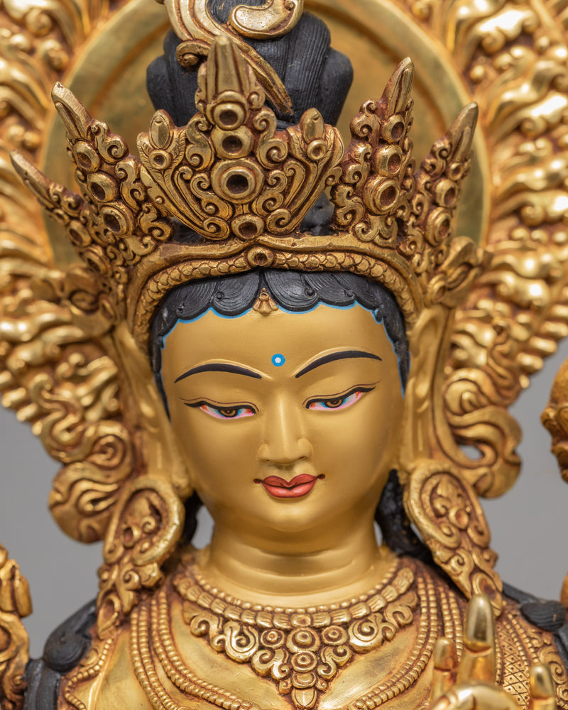 Green Tara | Himalayan Buddhist Art | Gold Gilded Statue