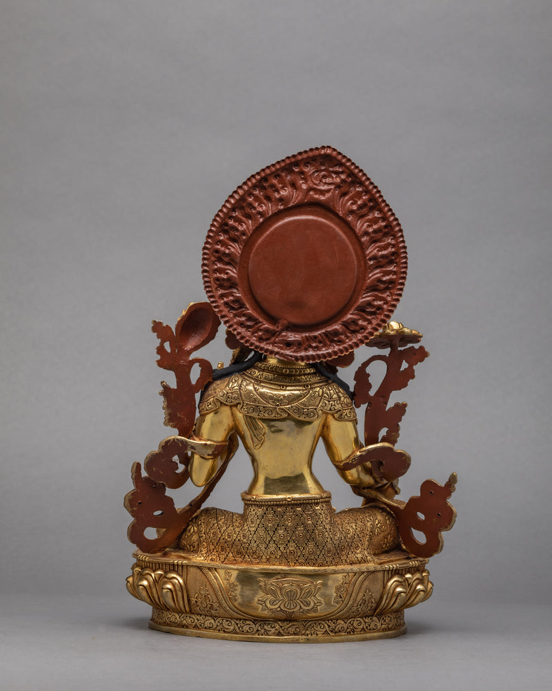 Green Tara | Himalayan Buddhist Art | Gold Gilded Statue