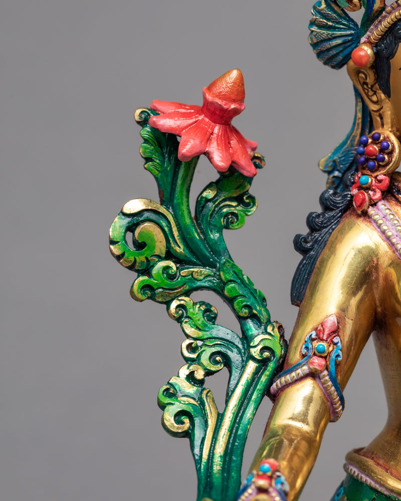 Green Tara Statue | Tibetan Buddhist Art | Compassion Deity