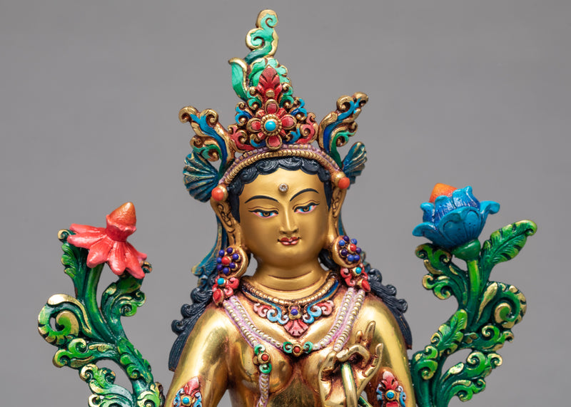 Green Tara Statue | Tibetan Buddhist Art | Compassion Deity